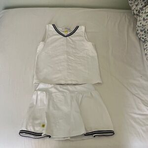 Kids White Matching Set with Black Trim 6/7
